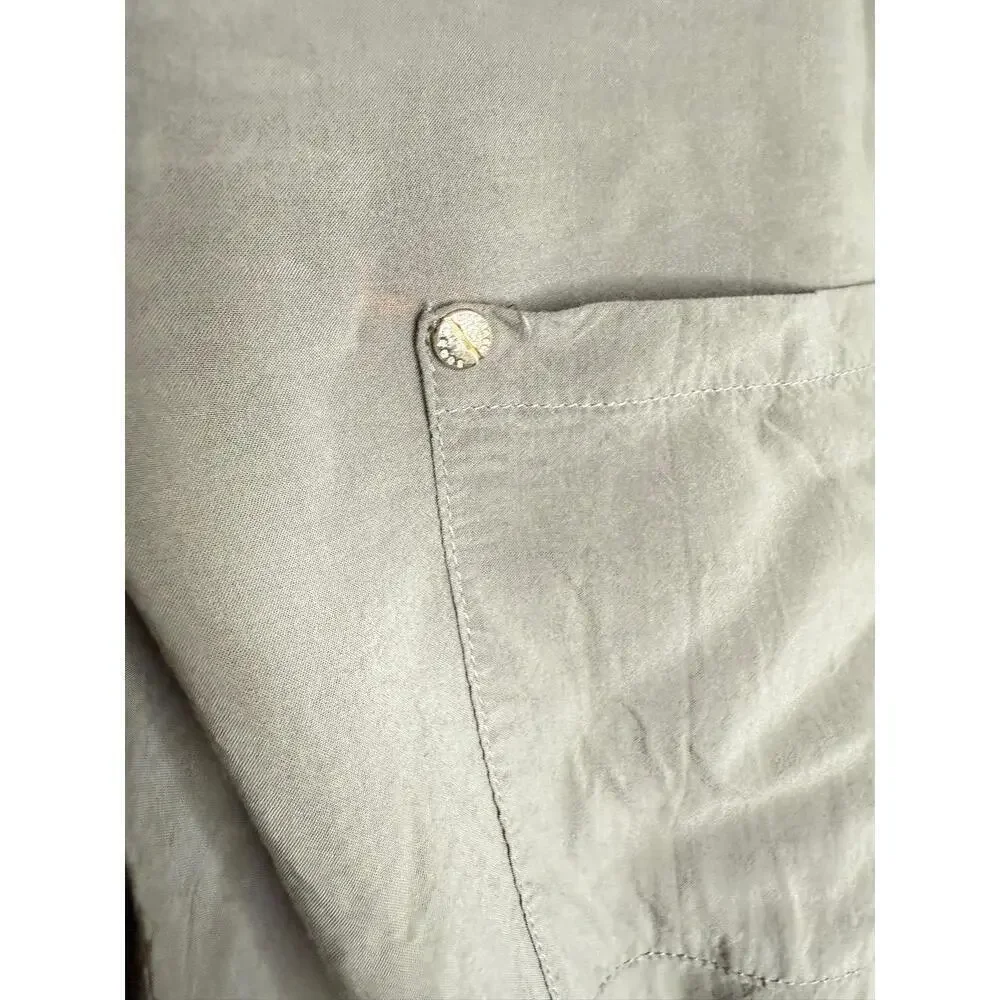 Michael By Michael Kors Shirt Womens Sz S Olive Green Buttoned Tie Front Utility